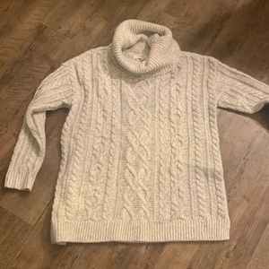 EUC Loft grey cableknit turtleneck - large